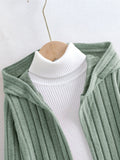 Cozy Rib-Knit Hooded Cardigan for Girls - Soft, Open Front, Spring and Fall Essential - Perfect Gift for Little Ones