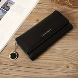 Fashion Long Solid Color PU Leather Wallet, Solid Color Minimalist Women's Mobile Phone Clutch Wallet