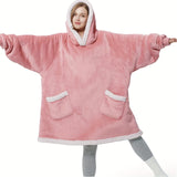 1pc Plush Wearable Blanket Hoodie with Sleeves - Ultra Soft, Oversized, Thickened, Warm, and Cozy Hooded Blanket Sweatshirt for Adults, Perfect Gift for Girlfriend, Women, and Mom