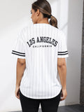 Baseball Jersey for Woman - V-Neck 'Los Angeles' Printing Tops Button Casual Softball Shirt Activewear Tee Versatile & Comfy for Spring to Summer