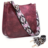 Viva Chic Vegan Leather Crossbody Bag for Women - 2 Adjustable Guitar Straps, Zipper Closure, Polyester Lining, Solid Color Pattern, Casual Style, Faux Leather Material