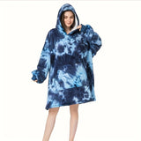 Cozy Wearable Blanket Pullover - Soft Thickened Flannel, Coldproof, Warm, Colorful Printed, Outdoor Friendly, One-Piece Design, Sleeve with Blanket Function - Perfect for Camping, Travel, Home Use