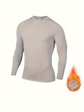 1 Pc Thermal Fusion Men's Base Layer Shirt - Soft, Moisture-Wicking, Long Sleeve, Round Neck, Casual Fit for Running, Training, Hiking, Outdoor Activities - Perfect for Autumn/Winter, Cold Weather, Breathable, Quick-Drying, and Comfortable Wear