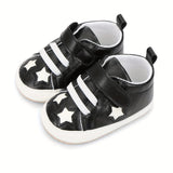 Spring and Autumn Style 0-18 Months Baby Boys and Girls Learning Shoes PU Soft Bottom Anti-slip Hook-and-loop Fastener Star Sports Shoes