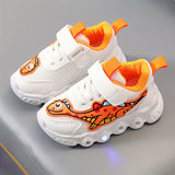 Dinosaur Pattern Mesh Luminous Sole Chunky Shoes Trendy Retro Comfy Breathable Sneakers For Boys