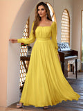 Chic Maxi Dress with Cinched Waist - Long Sleeve Elegance - Versatile for Formal & Casual Occasions - Array of Vibrant Colors