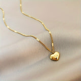 Elegant Love Heart Necklace - Stainless Steel With Luxurious Finish, Ideal For Everyday Gifting