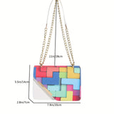 Plaid Pattern Lightweight PU Leather Crossbody Bag - Adjustable Strap, Unlined, Magnet Closure, Perfect for Daily Use - Stylish, Trendy, and Easy to Carry