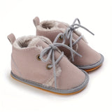 Adorable Baby Girls Soft Warm Furry Boots - Premium Lace-Up Design for Indoor/Outdoor Play - Cozy Winter Wear, Perfect for Autumn & Winter - Stylish and Versatile