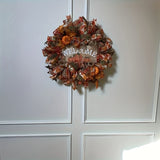 Charming Fall Welcome Wreath - 16" Pumpkin & Autumn Leaves Design, Perfect for Thanksgiving & Halloween Decor, Easy-to-Hang Fabric Door Accent