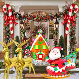 6Pc Jumbo Aluminum Foil Christmas Balloon Set - Self-Sealing, Standing Reindeer, Santa Sleigh, Candy Cane, Gingerbread House for Holiday Party Decor, 14+ Years