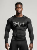 BEAST Compression T-Shirt - Ultra-Soft, High-Stretch, Quick-Drying, Breathable, Long Sleeve, Round Neck, Gym Fitness Training Essential for Men - Ideal for Intensive Workouts and Everyday Wear