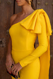 goosudu Abbey Yellow One Shoulder Bandage Dress