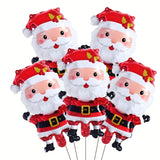 5pcs Santa Claus Foil Balloons with Golden Belt - Perfect for Christmas & New Year Celebrations, Self-Sealing Aluminum Film Party Decor