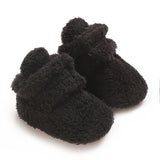 Infant Toddler Winter Plush Warm Cotton Boots - Casual Classic Solid Color Ankle-High Slip-On Round Toe Booties with Soft Fabric Upper, Inner & Sole - Comfortable Outdoor Daily Wear for Boys & Girls