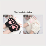 Cozy Cat Claw Half-Finger Gloves - Plush Warmth for Winter Comfort, Functional and Cute - Ideal for Chilly Weather