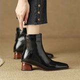 Brown Women  Autumn And Winter New Fleece Thick French Leather Short Boots Kq8