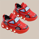 Vibrant Illuminated Sneakers for Boys - Wear-Resistant, Non-Slip, Breathable, and Reflective Shoes for Spring and Summer - Trendy Car Design, Comfortable Fit, and Durable Outsole