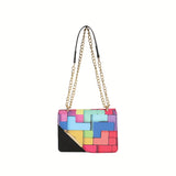 Plaid Pattern Lightweight PU Leather Crossbody Bag - Adjustable Strap, Unlined, Magnet Closure, Perfect for Daily Use - Stylish, Trendy, and Easy to Carry