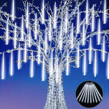 Christmas Lights Outdoor Icicle Lights Snowfall Meteor Shower Rain Light Christmas LED Decoration Falling Drop String Light 8 Tubes 288 LEDs