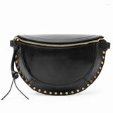 Bag  Women Shoulder Rivet Decoration Female Chest Bags Genuine Leather Woman Crossbody Metal Sac A Mian