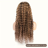 Deep Wave Closure Wigs Human Hair 4/27 Ombre Highlight Deep Wave Wig 5x5 Hd Lace Front Wigs Human Hair 200 Density Glueless Curly Wigs For Black Women With Baby Hair Pre Plucked 22 24 26 28 30 32 34inch