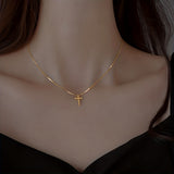 Minimalist Style Tiny Cross Pendant Necklace, Silver Color Neck Jewelry Gift For Women
