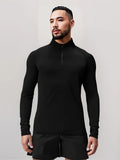 EliteFit Men's Long Sleeve Compression Shirt - Moisture-Wicking, Four-Way Stretch, Zippered Neckline, Athletic Gym Top for Enhanced Performance and Comfort - Ideal for Fitness Enthusiasts and Athletes