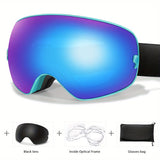 Anti-Fog Ski Goggles with Interchangeable Lens - TPU Frame, Includes Black Lens & Optical Frame & Carry Bag for Snowboarding, Skating, and Winter Sports, for Winter