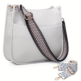 Viva Chic Vegan Leather Crossbody Bag for Women - 2 Adjustable Guitar Straps, Zipper Closure, Polyester Lining, Solid Color Pattern, Casual Style, Faux Leather Material