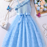 Adorable Summer Princess Dress - Polka Dot & Frill-Trim, Durable, Easy-Care Knit for Stylish Comfort