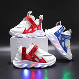 LED Light Mesh Sneakers - Ultra-Lightweight Low Top Design with Advanced Breathable Mesh Upper, Superior Shock-Absorbing Technology, and High-Performance Running Shoes - Perfect for Active Boys, Suitable for Year-Round Wear, Fashionably Trendy and Cool De