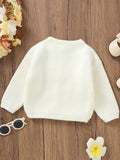 Adorable HOHOHO Embroidered Cable Knit Sweater - Soft, Cozy, and Warm Long Sleeve Top for Toddler and Infant Girls - Perfect for Fall and Winter Season, Casual Daily Wear, and Holiday Gift