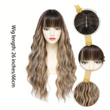 Lady Wig With Bangs, 26 Inch Long Wig Lady, Sand Blonde Wavy Wig, Heat Resistant Synthetic Wig, Suitable For Everyday Party Use