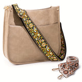 Viva Chic Vegan Leather Crossbody Bag for Women - 2 Adjustable Guitar Straps, Zipper Closure, Polyester Lining, Solid Color Pattern, Casual Style, Faux Leather Material