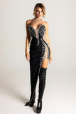 goosudu Porsha Diamonate Strapless Maxi Bandage Dress