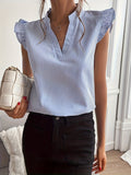 Chic Striped V-Neck Ruffle Sleeve Blouse - Elegant & Versatile Womens Casual Wear for All Seasons