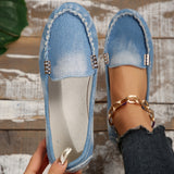 Women's Comfort Denim Loafers - Soft Round Toe, Slip-On Design, Breathable Casual Walking Flats for Outdoor Activities