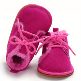 Adorable Baby Girls Soft Warm Furry Boots - Premium Lace-Up Design for Indoor/Outdoor Play - Cozy Winter Wear, Perfect for Autumn & Winter - Stylish and Versatile