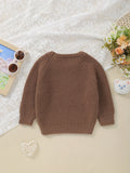 Cozy Casual Crew Neck Baby Sweater - Easy Care Long Sleeve Pullover with Stylish Mermaid Hem for Fall/Winter