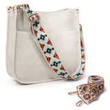 Viva Chic Vegan Leather Crossbody Bag for Women - 2 Adjustable Guitar Straps, Zipper Closure, Polyester Lining, Solid Color Pattern, Casual Style, Faux Leather Material