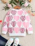 Adorable Hearts Embellished Girls Sweatshirt - Soft & Cozy Casual Pullover with Round Neck - Perfect Comfort Fit for Little Fashionistas Valentines Day Celebrations