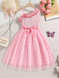 Adorable Summer Princess Dress - Polka Dot & Frill-Trim, Durable, Easy-Care Knit for Stylish Comfort