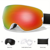 Anti-Fog Ski Goggles with Protection, Interchangeable Lens & Carrying Bag - Perfect for Snowboarding, Skating & Outdoor Adventures