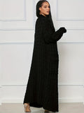 Plus Size Solid Pocket Twist Knit Cardigan, Elegant Long Sleeve Open Front Cardigan, Women's Plus Size Clothing