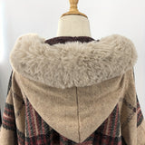 Winter Shawl Cape Coat - Ultra-Thick, Warm, and Soft Knitted Plaid Outwear with Tassel and Hood, Perfect for Mature Women in Cold Winter Season