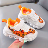 Dinosaur Pattern Mesh Luminous Sole Chunky Shoes Trendy Retro Comfy Breathable Sneakers For Boys