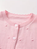 Girls Charming Beaded Solid Knit Cardigan - Soft Cotton, Cozy Button Down, Thin & Versatile for All Seasons