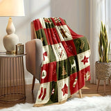 1pc Cozy Vintage Christmas Print Flannel Blanket - Soft, Warm, and Plush Throw for Couch, Sofa, Office, Bed, Camping, and Travel - Multi-Purpose Gift for All Seasons with Versatile Uses