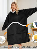 1pcs Oversized Wearable Fleece Pullover Blanket Hoodie Sweatshirt - Soft, Cozy, and Spacious with Large Front Pocket - Perfect for Women's Casual Daily Wear